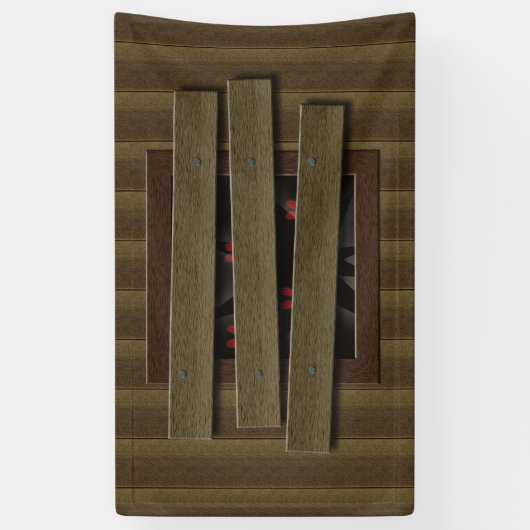 Enge spookachtige huis prop nep raam ogen spandoek (Verticaal)