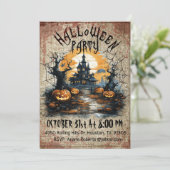 Enge SpookhuisHalloween Feest Kaart (Staand voorkant)