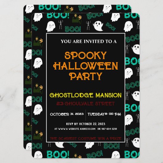 ENGE SPOOKY HALLOWEEN PARTY UITNODIGING (Voorkant / Achterkant)