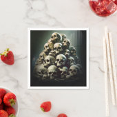 Enge stapel van schreeuwende schedels Halloween Pa Servet (Insitu)