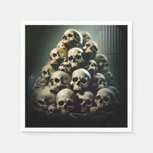 Enge stapel van schreeuwende schedels Halloween Pa Servet