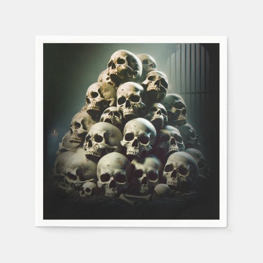 Enge stapel van schreeuwende schedels Halloween Pa Servet (Voorkant)