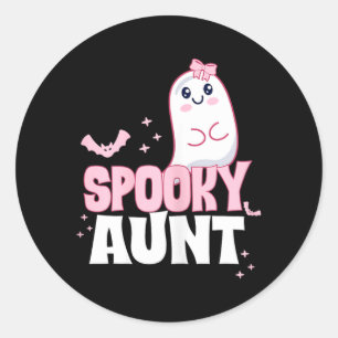 Enge tante familie Schattig roze witte spook Boo Ronde Sticker