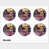 Enge Tijd Monster Kinderen Halloween Ronde Sticker (Vel)