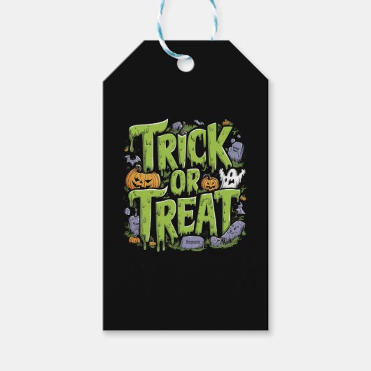 Enge Trick-or-Treat-slijm Halloween Cadeaulabel (Voorkant)