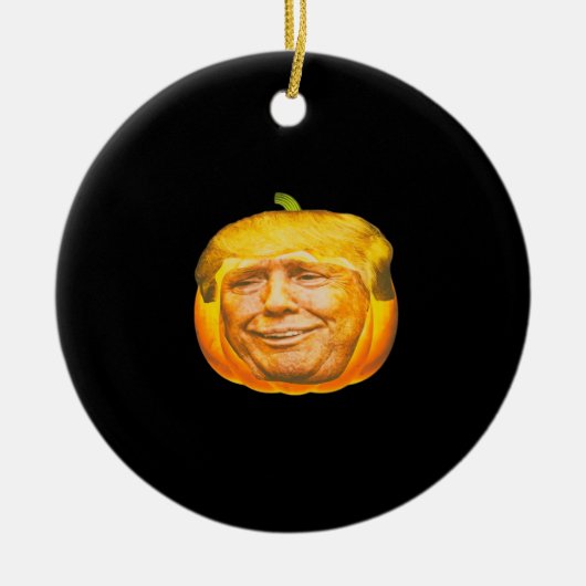 Enge Trumpkin Pumpkin Halloween Party Design Keramisch Ornament (Voorkant)