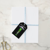 Enge UFO Kerst Alien Wit Groene Beam Cadeaulabel (Met Touw)