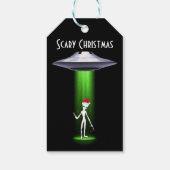 Enge UFO Kerst Alien Wit Groene Beam Cadeaulabel (Achterkant)