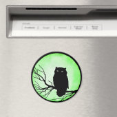 Enge  Uil met Acid Green Waterverf Moon Magneet (Insitu (Vaatwasser))