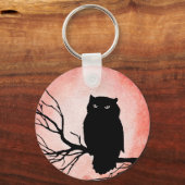 Enge  Uil met Blood Red Waterverf Moon Sleutelhanger (Achterkant)