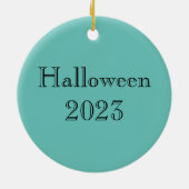 Enge  Uil met Spooky Blue Waterverf Moon Keramisch Ornament (Achterkant)