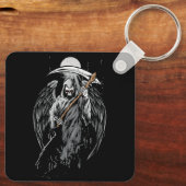 Enge Valhalla Grim Reaper Dood Scythe Grunge Hor Sleutelhanger (Achterkant)