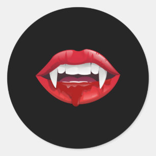 Enge Vampier Fangs Lippen Het Bloed Dracula Hallow Ronde Sticker
