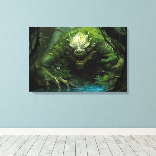 Enge Verborgen Monster in Tropisch Bos Canvas Afdruk (Insitu (Houten vloer))
