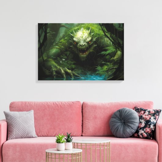Enge Verborgen Monster in Tropisch Bos Canvas Afdruk (Insitu (Woonkamer))
