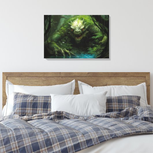 Enge Verborgen Monster in Tropisch Bos Canvas Afdruk (Insitu (Slaapkamer))