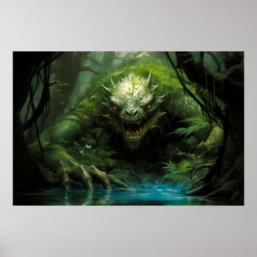 Enge Verborgen Monster in Tropisch Bos Poster (Voorkant)