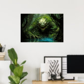 Enge Verborgen Monster in Tropisch Bos Poster (Thuiskantoor)