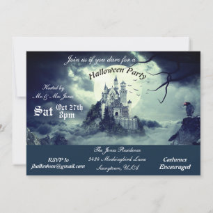 Enge Verlaten Kasteelhuis Nacht Halloween Feest Kaart