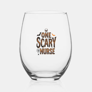 Enge Verpleegster Halloween Vintage Gravure Shirt Wijnglas Zonder Voet