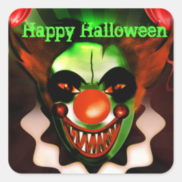 Enge Verschrikkelijke Boosaardige Clown Halloween  Vierkante Sticker
