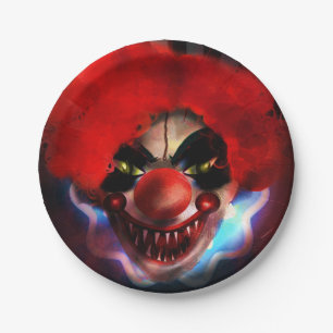 Enge Verschrikkelijke Moordenaar Clown Halloween F Papieren Bordje