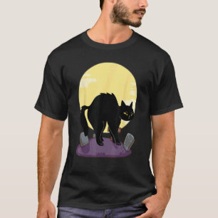 Enge vintage Halloween zwarte Perzische kat kostuu T-shirt