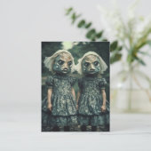 Enge vis tweeling horror briefkaart (Staand voorkant)