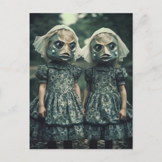 Enge vis tweeling horror briefkaart (Voorkant)