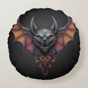 Enge Vleermuis Inkt Tekening, Rond Kussen