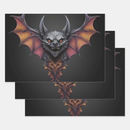 Enge vleermuisinkttekening, inpakpapier vel (Set)