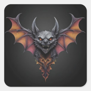 Enge vleermuisinkttekening, vierkante sticker
