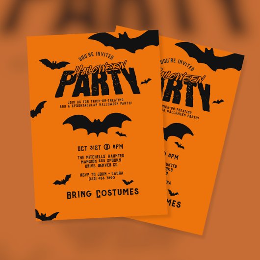 Enge vleermuizen Halloween Party Kaart