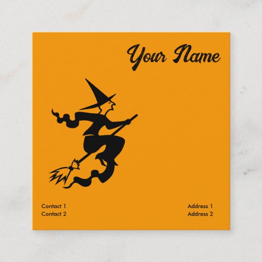 Enge vliegende heks vierkante visitekaartje (Voorkant)