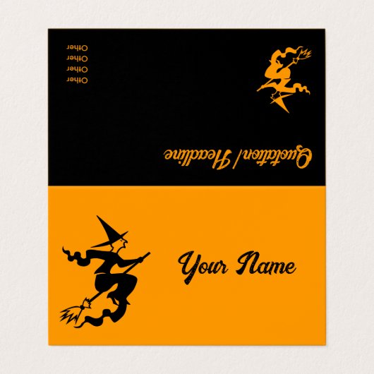 Enge vliegende heks visitekaartje (Buitenkant ongevouwen)