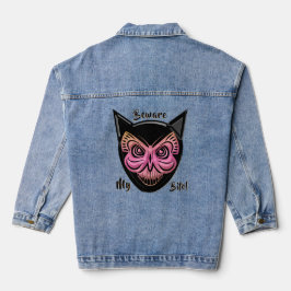 Enge vlinder kat schedel denim jas denim jacket