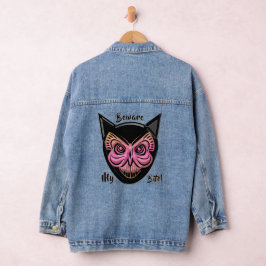 Enge vlinder kat schedel denim jas jacket
