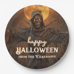 Enge Vogelverschrikker Aangepaste Naam Halloween F Papieren Bordje