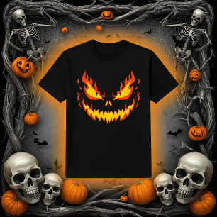 Enge Vuur Jack-O-Lantern Gezicht T-shirt