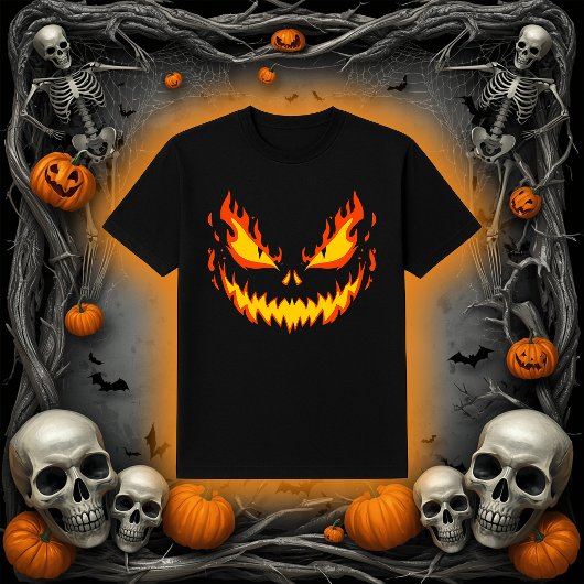 Enge Vuur Jack-O-Lantern Gezicht T-shirt