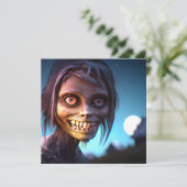 Enge Wandelende Zombie Halloween Kaart (Staand voorkant)