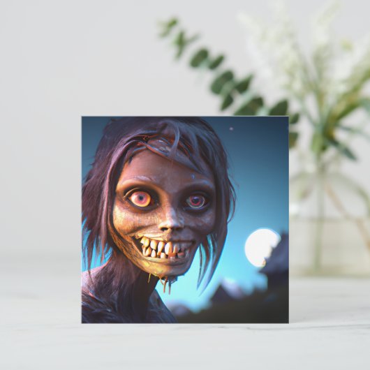 Enge Wandelende Zombie Halloween Kaart (Staand voorkant)