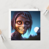 Enge Wandelende Zombie Halloween Kaart (Voorkant / Achterkant in situ)