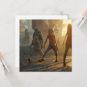 Enge Wandelende Zombie Halloween Kaart (Voorkant / Achterkant in situ)