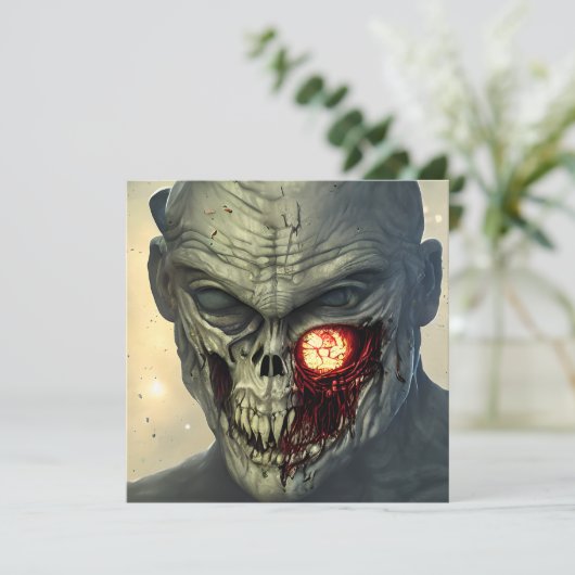 Enge Wandelende Zombie Halloween Kaart (Staand voorkant)