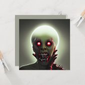 Enge Wandelende Zombie Halloween Kaart (Voorkant / Achterkant in situ)