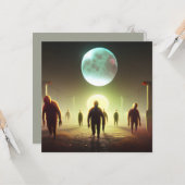 Enge Wandelende Zombie Halloween Kaart (Voorkant / Achterkant in situ)