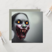 Enge Wandelende Zombie Halloween Kaart (Voorkant / Achterkant in situ)