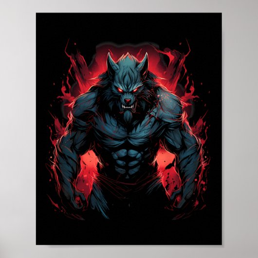Enge weerwolf volle maan Halloween kostuum horror Poster (Voorkant)