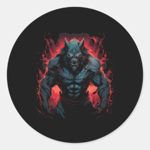 Enge weerwolf volle maan Halloween kostuum horror Ronde Sticker
